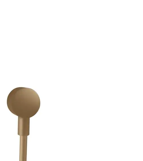 Wandanschluss in runder Form aus gebürstetem Bronze-Finish, hergestellt von AXOR. Das Produkt ist an einer Wand montiert, mit einem minimalistischen Design.